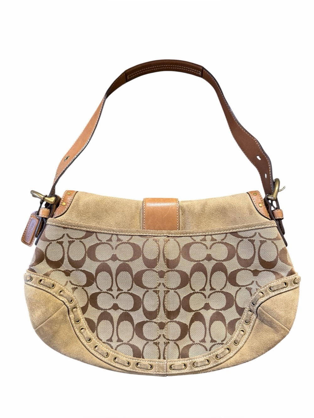 💗Vintage 2006 COACH Signature C Suede Hobo Bag Purse 90s Y2K VTG Aesthetic Large - Picture 2 of 10